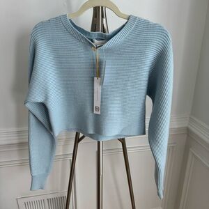 NWT House of Harlow 1960 Light Blue Women's Cropped Boho Sweater Size XS